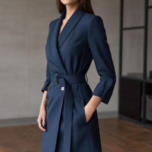 Enpezo Belted Wrap Blazer Dress Tailored